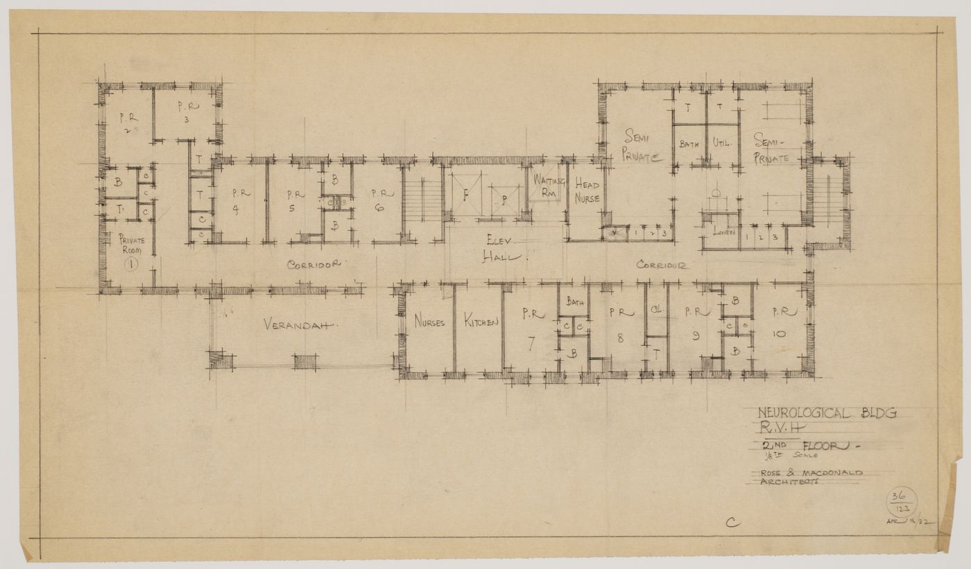 Montréal Neurological Institute, Montréal, Québec: second floor plan