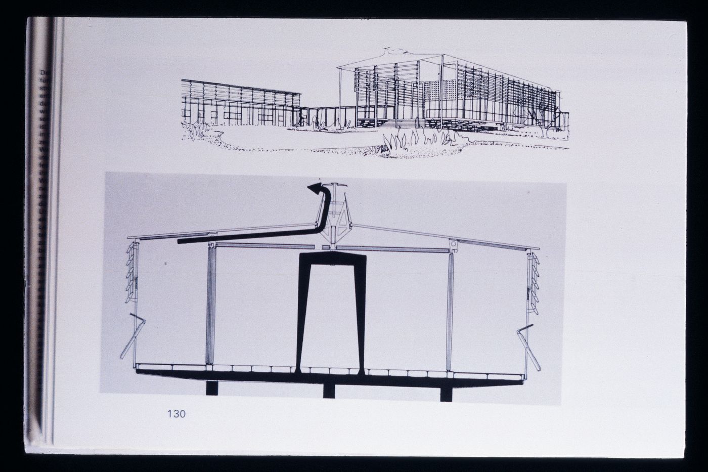 Slide of a drawing for Colonial House prototype, by Jean Prouvé