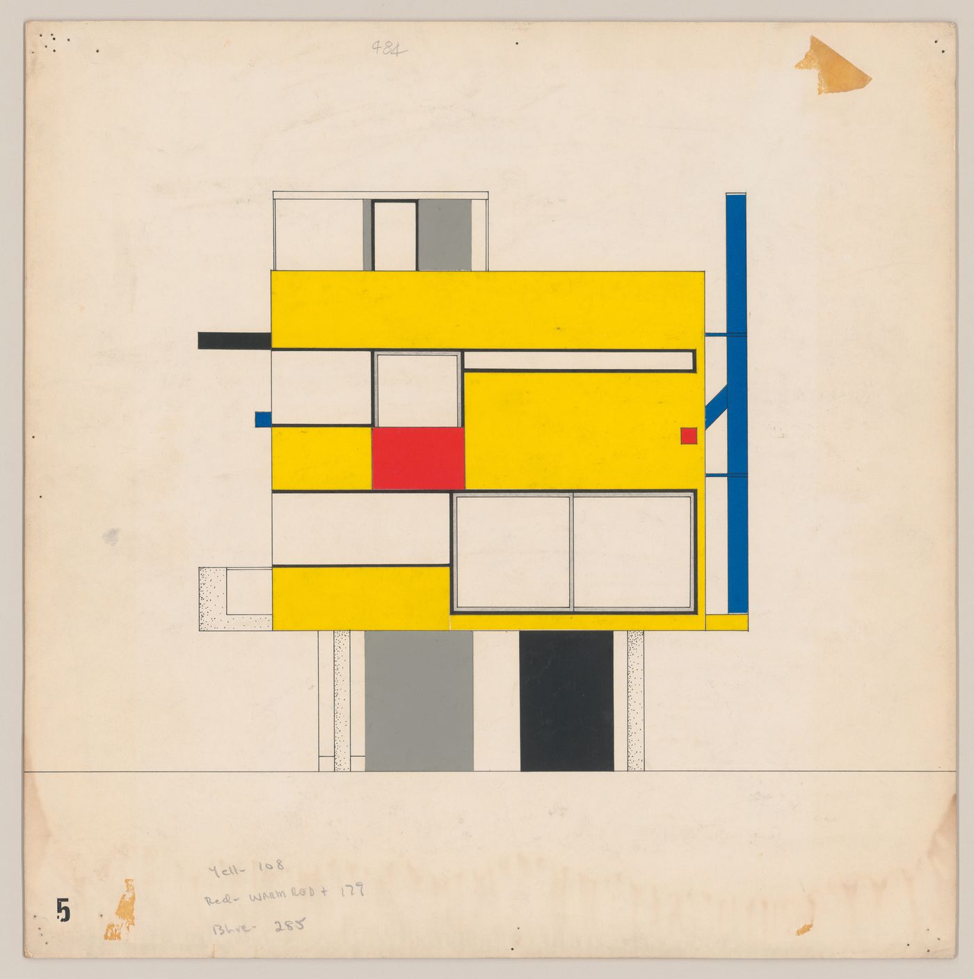 Elevation with notes for Bernstein House