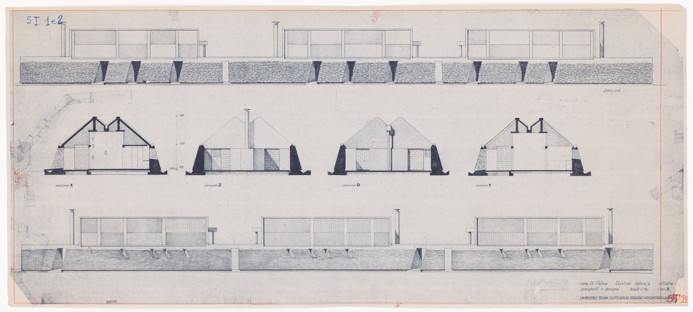 Sections and elevations for Case Di Palma, Stintino, Italy