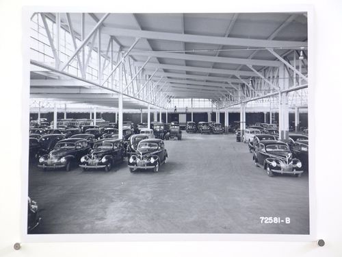 Interior view of the Driveway Building showing cars, Rouge River Plant, Ford Motor Company, Dearborn, Michigan