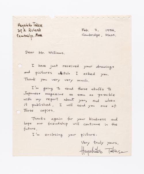Correspondence, letter to Amancio Williams from Hayahiko Takase
