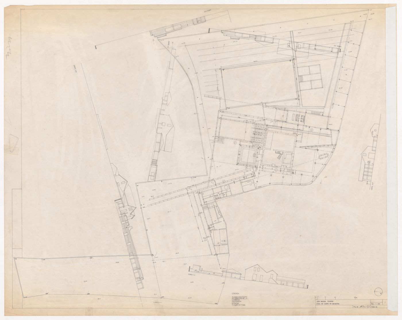 Floor plan and sections for Casa J. M. Teixeira, Quinta do Forno, Briteiros - Guimarães, Portugal