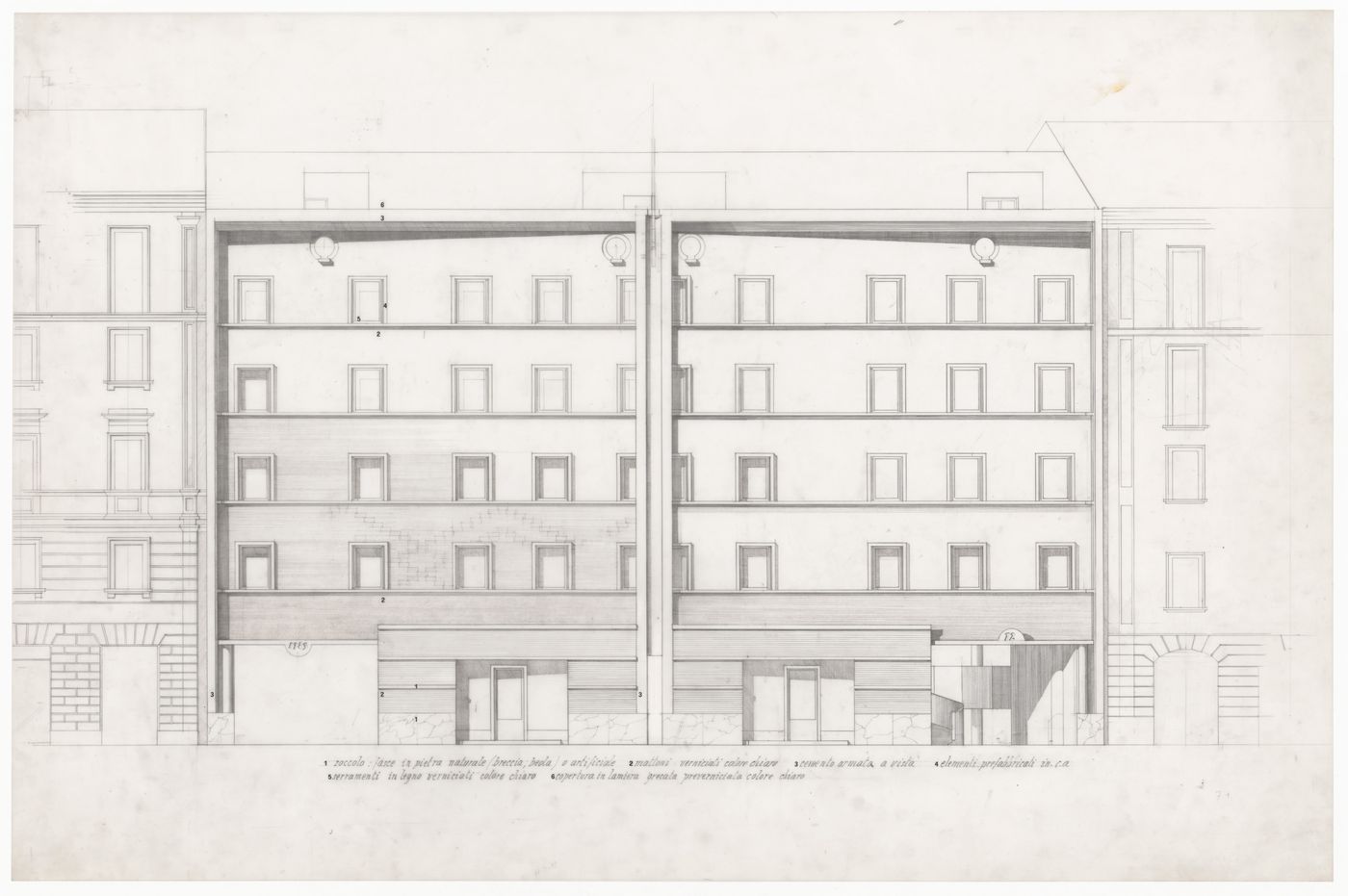 Front elevation for Edificio per abitazioni in via Conchetta, Milan, Italy