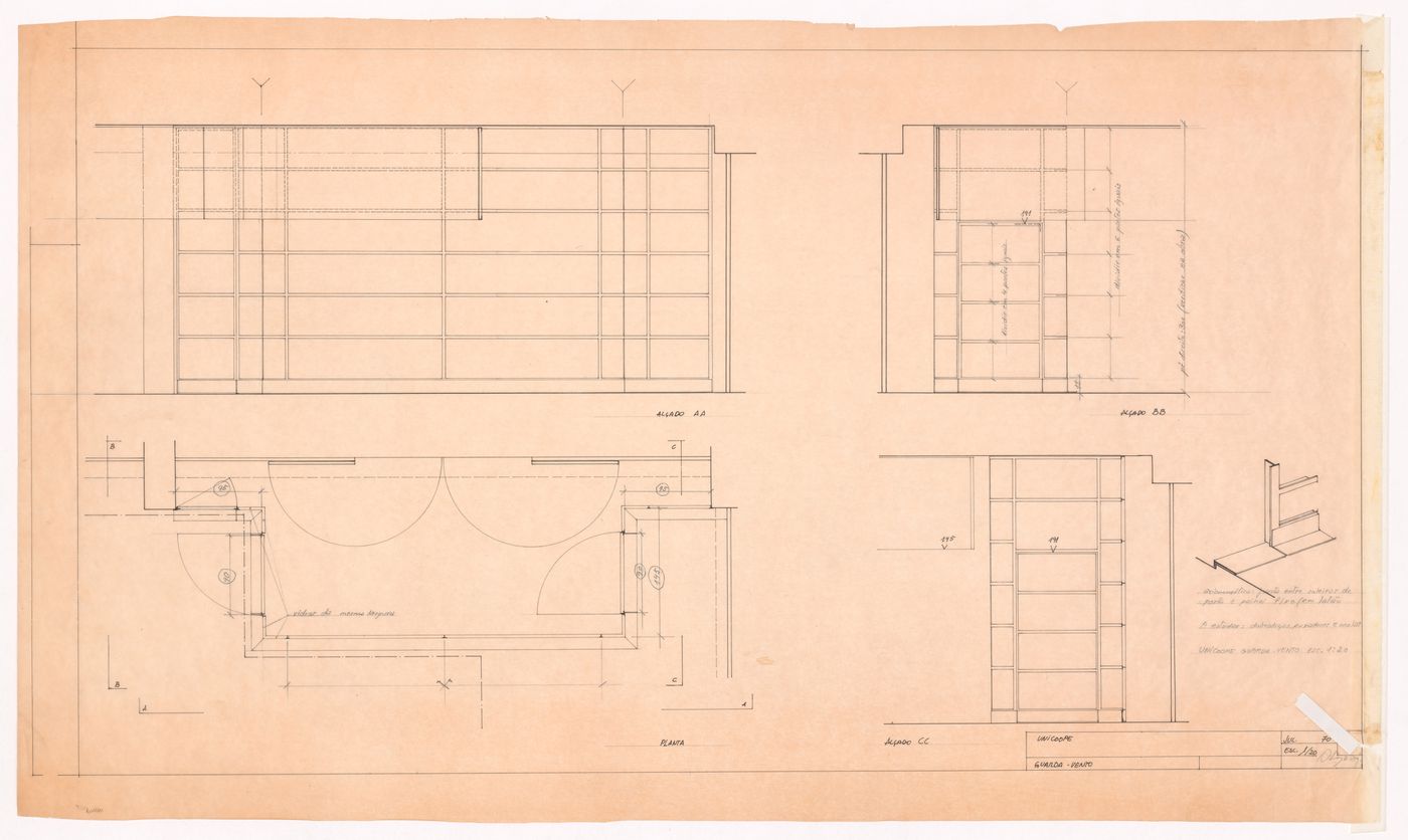 Wind guard plan, sections and detail for Cooperativa Unicoope Domus / Boavista , Porto, Portugal