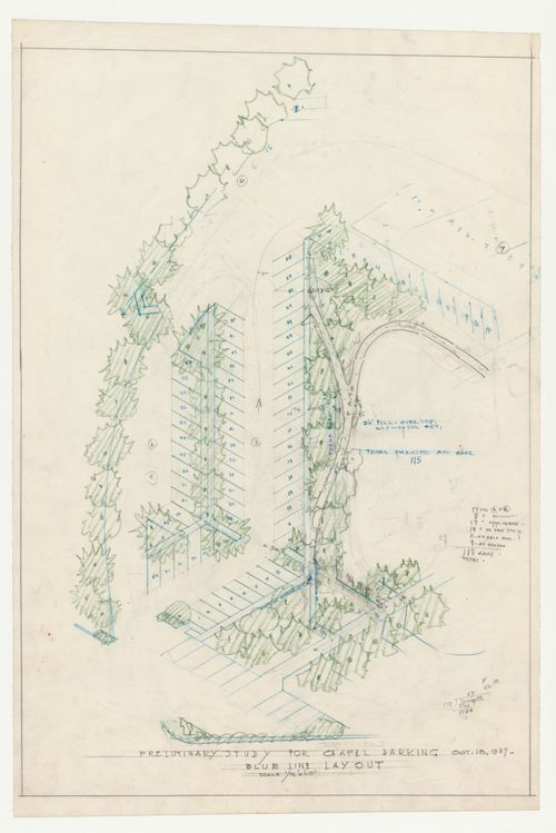 Wayfarers' Chapel, Palos Verdes, California: Partial site plan for parking lot