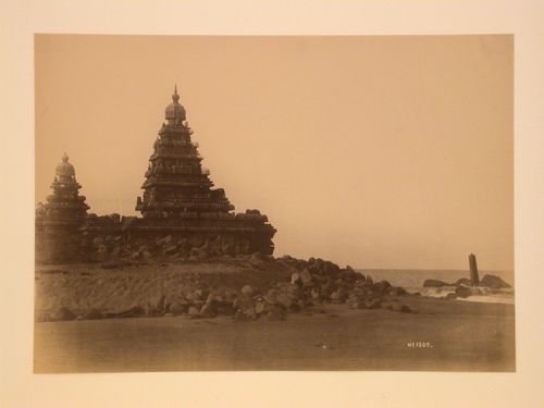 View of the Shore Temple complex, Mahabalipuram (now Mamallapuram), India