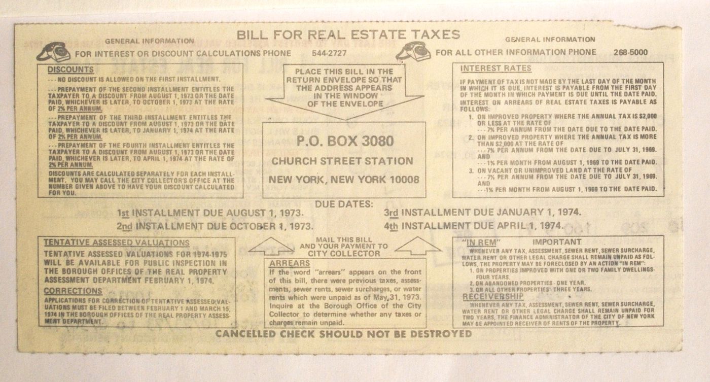 Bill for Real Estate Taxes