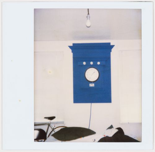 Interior with blue wall clock