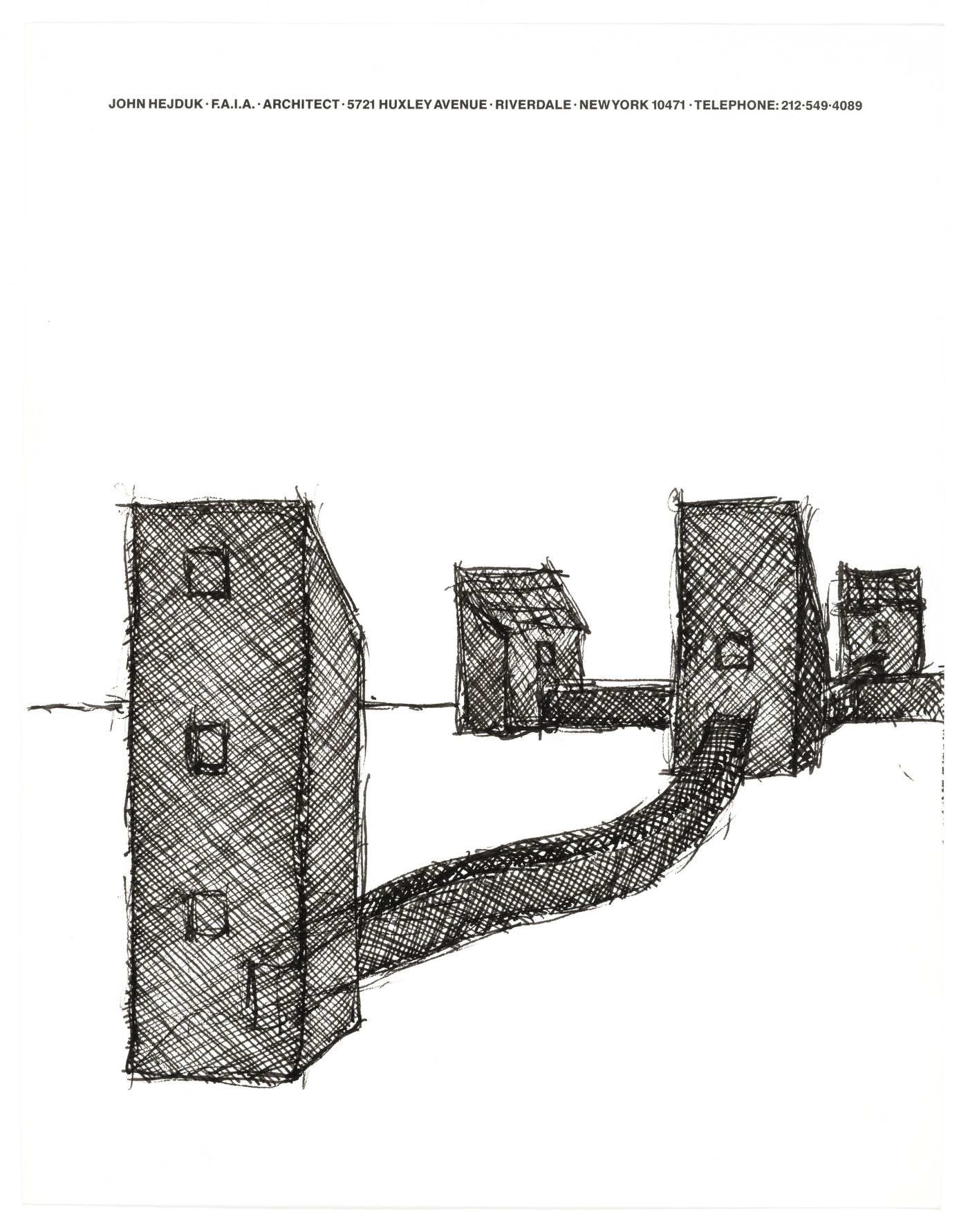 Soundings: House / Studio for the Potsdam Printer: perspective sketch