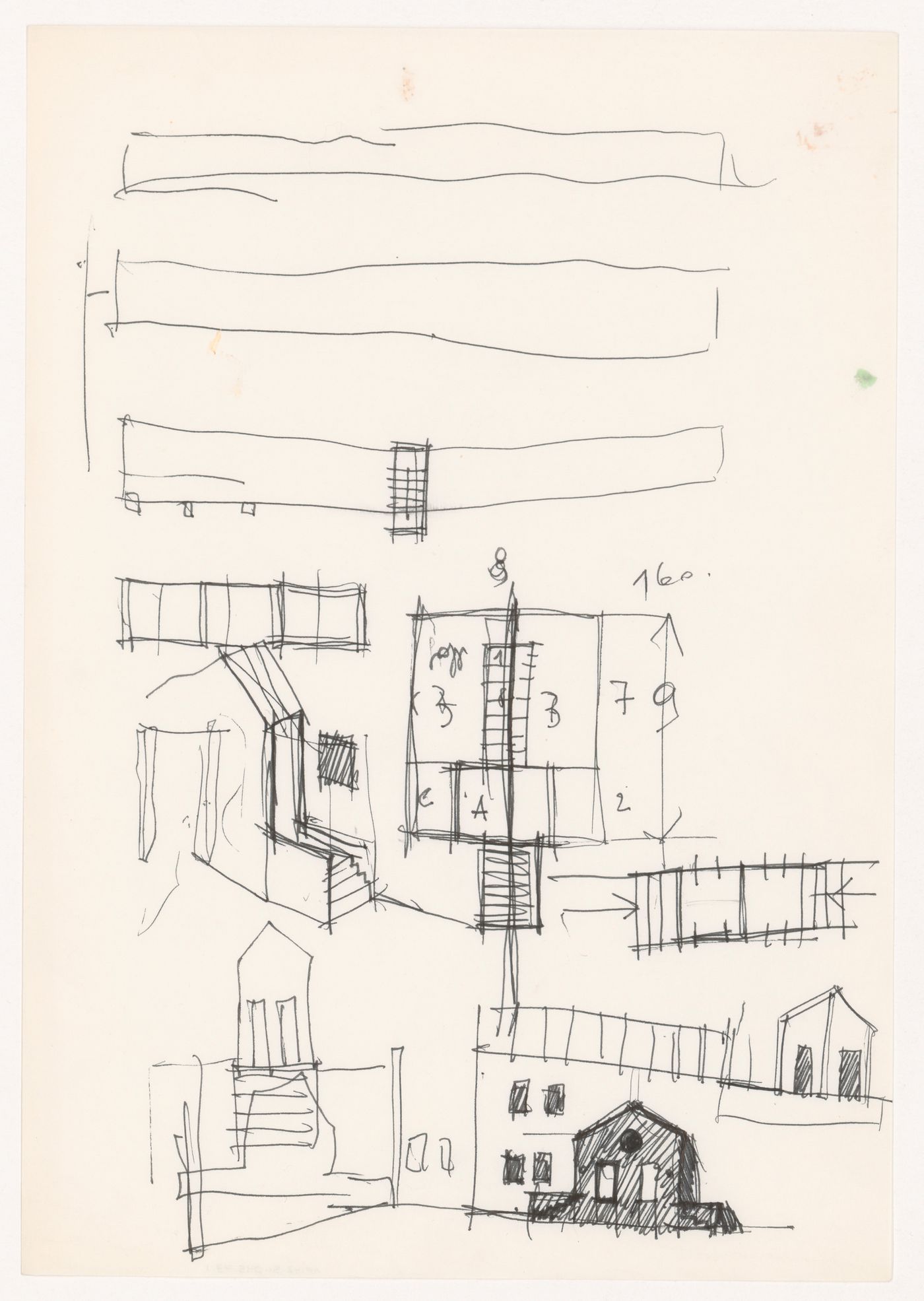 Sketches for UNI-Casa, Goito, Italy