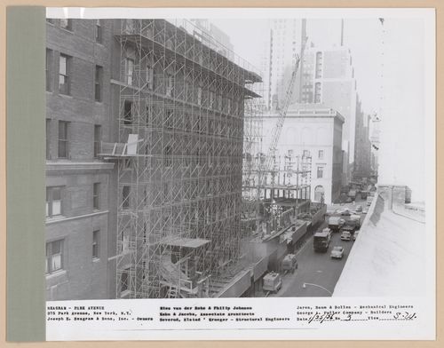 Seagram building under construction, 375 Park avenue, New York, N.Y., south-west view
