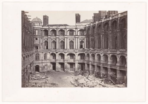 Château de St. Germain-en-Laye, view of interior courtyard during reconstruction, Paris, France