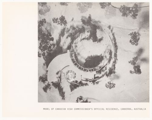 Page from promotional book with model of Canadian High Commissioner's official residence, Canberra, Australia