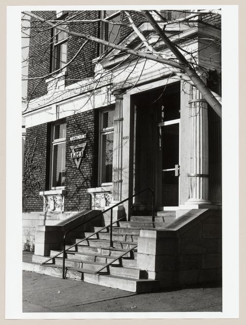 View of the main entrance to Westmount YMCA, 4585 Sherbrooke Street, Québec