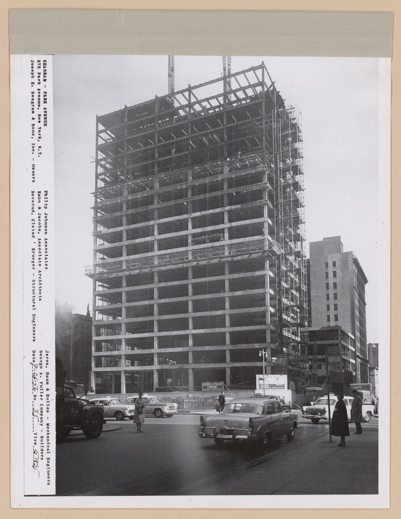Seagram building under construction, 375 Park avenue, New York, N.Y., east view