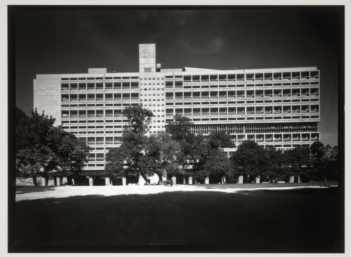 View of the east façade of Unité d'habitation, Marseille, France