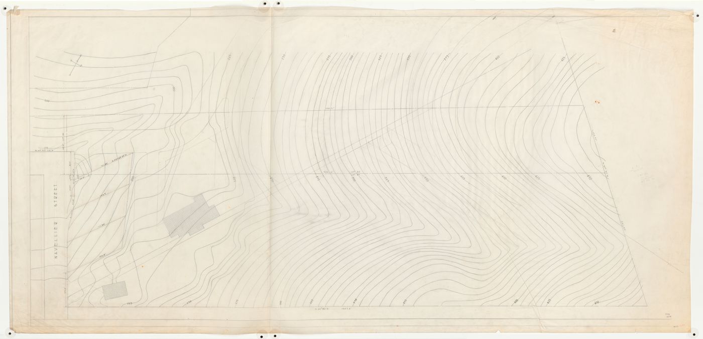 Swedenborg Memorial Chapel, El Cerrito, California: Contour map showing existing buildings on project site