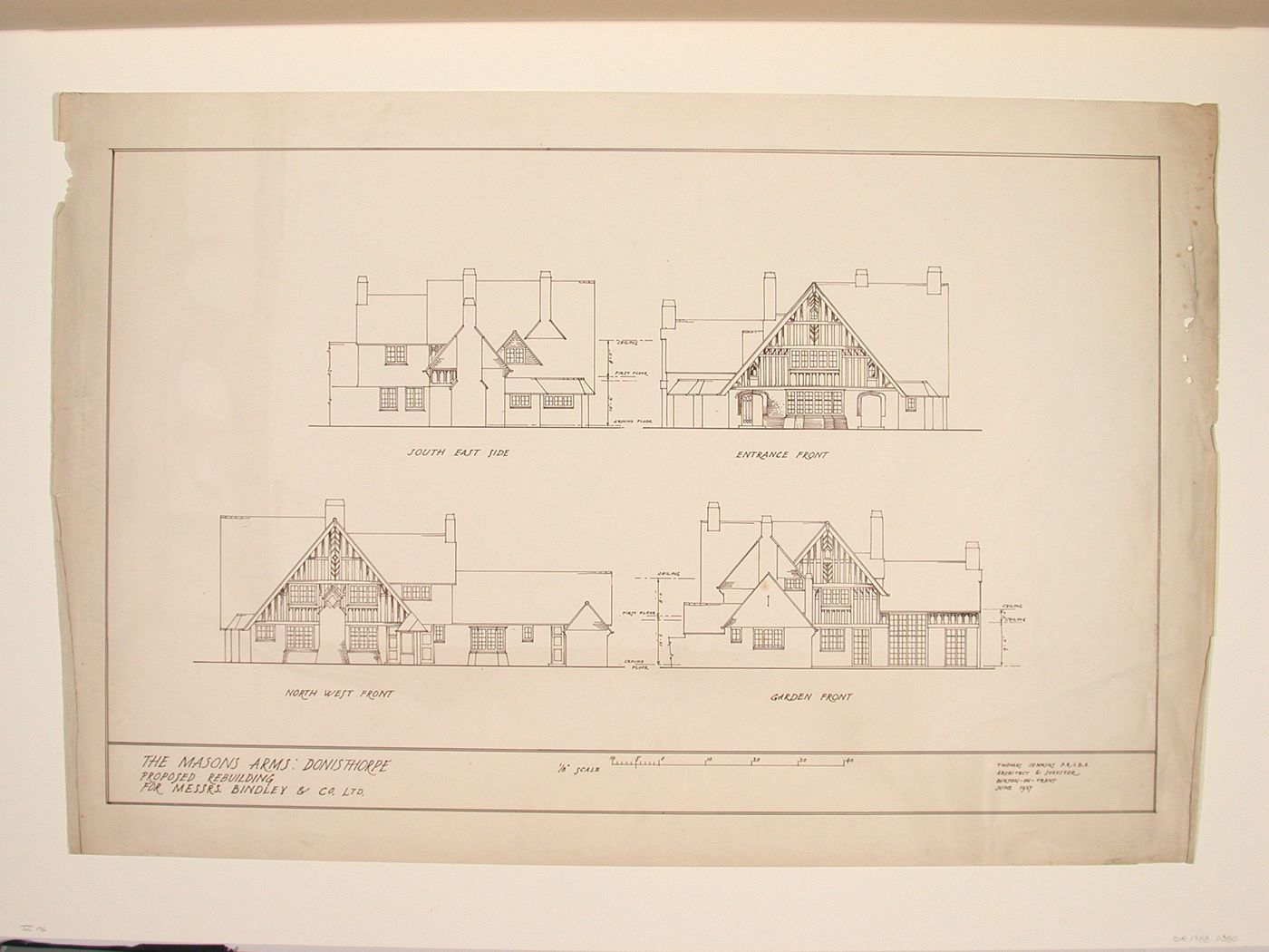 Elevations for the proposed rebuilding of the Mason's Arms, Donisthorpe