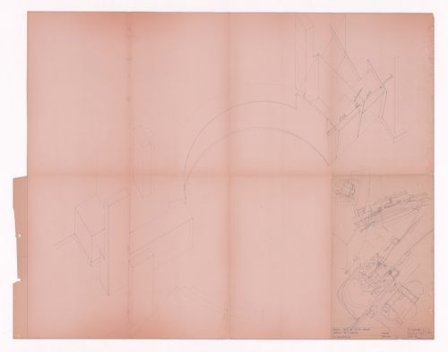 Sketch axonometric views for Casa Alcino Cardoso, Porto, Portugal on Banco Pinto & Sotto Mayor reprographic copy