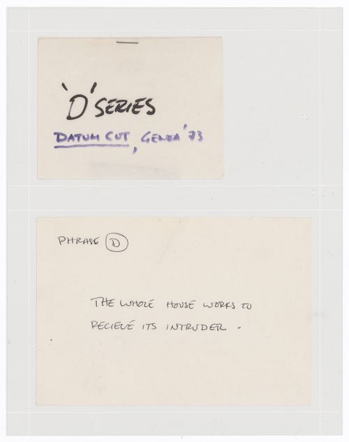 Quadrille: Captions and instructions for Series D (Datum Cut)