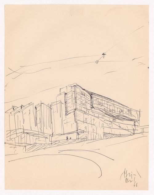 Sketch perspective for Edifício de Escritórios na Av. D. Afonso Henriques, Avenida da Ponte, Porto, Portugal