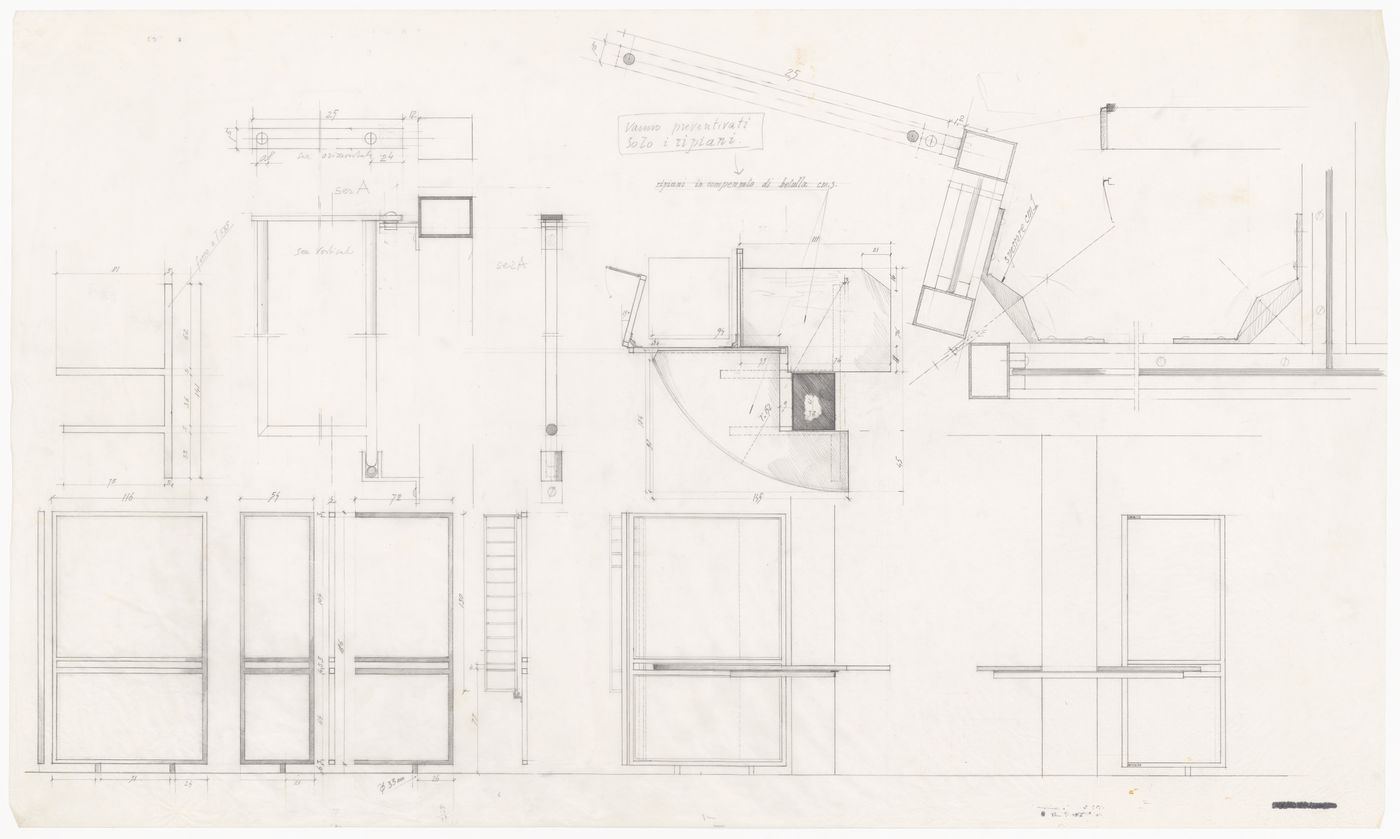 Sections and plans for Casa Spataro, Milan, Italy