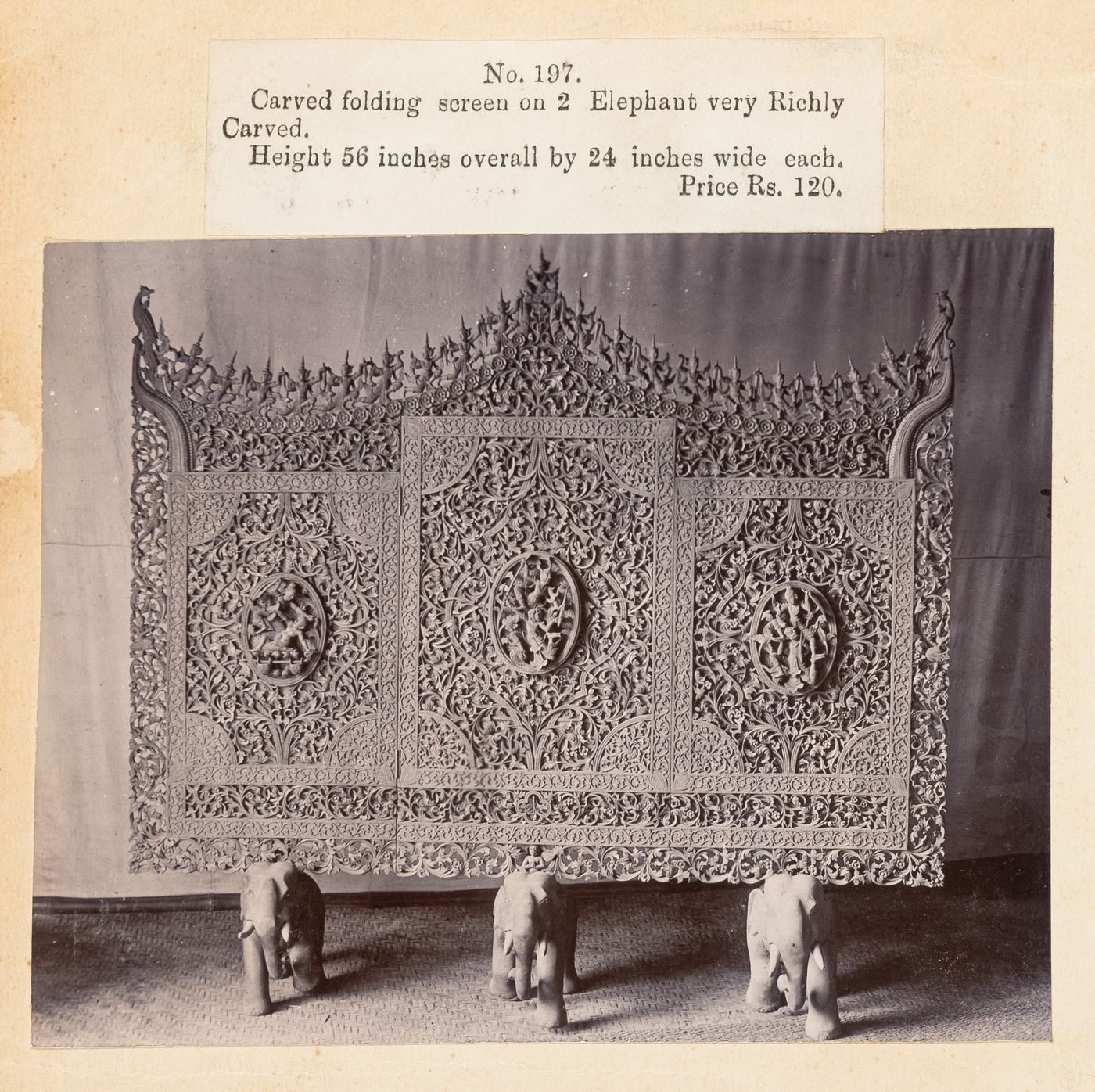 View of a screen, F. Beato Limited, C Road, Mandalay, Burma (now Myanmar)