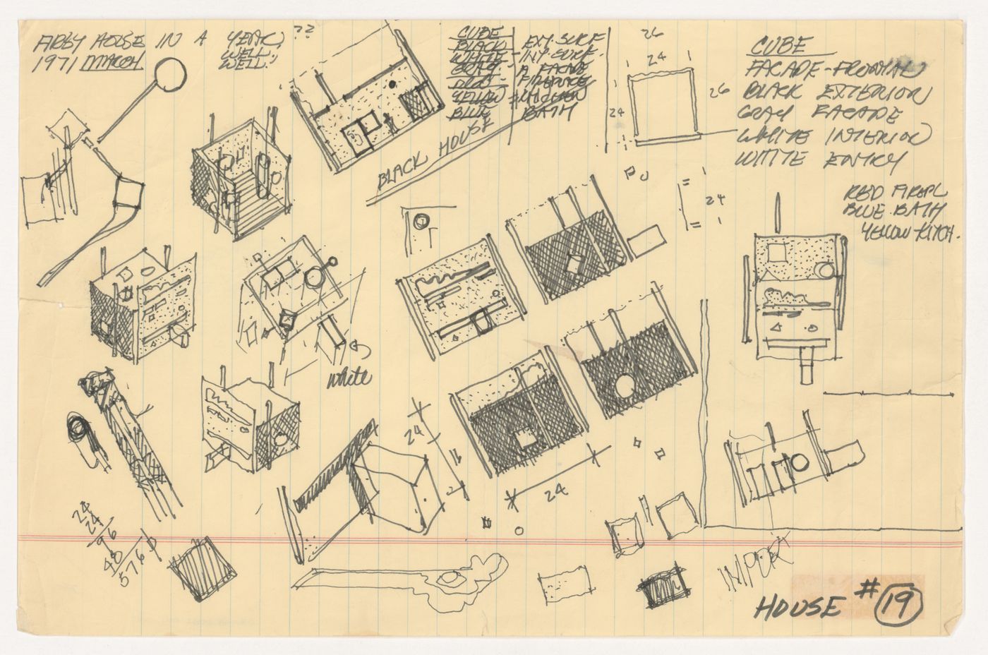 Sketches with notes for Element House