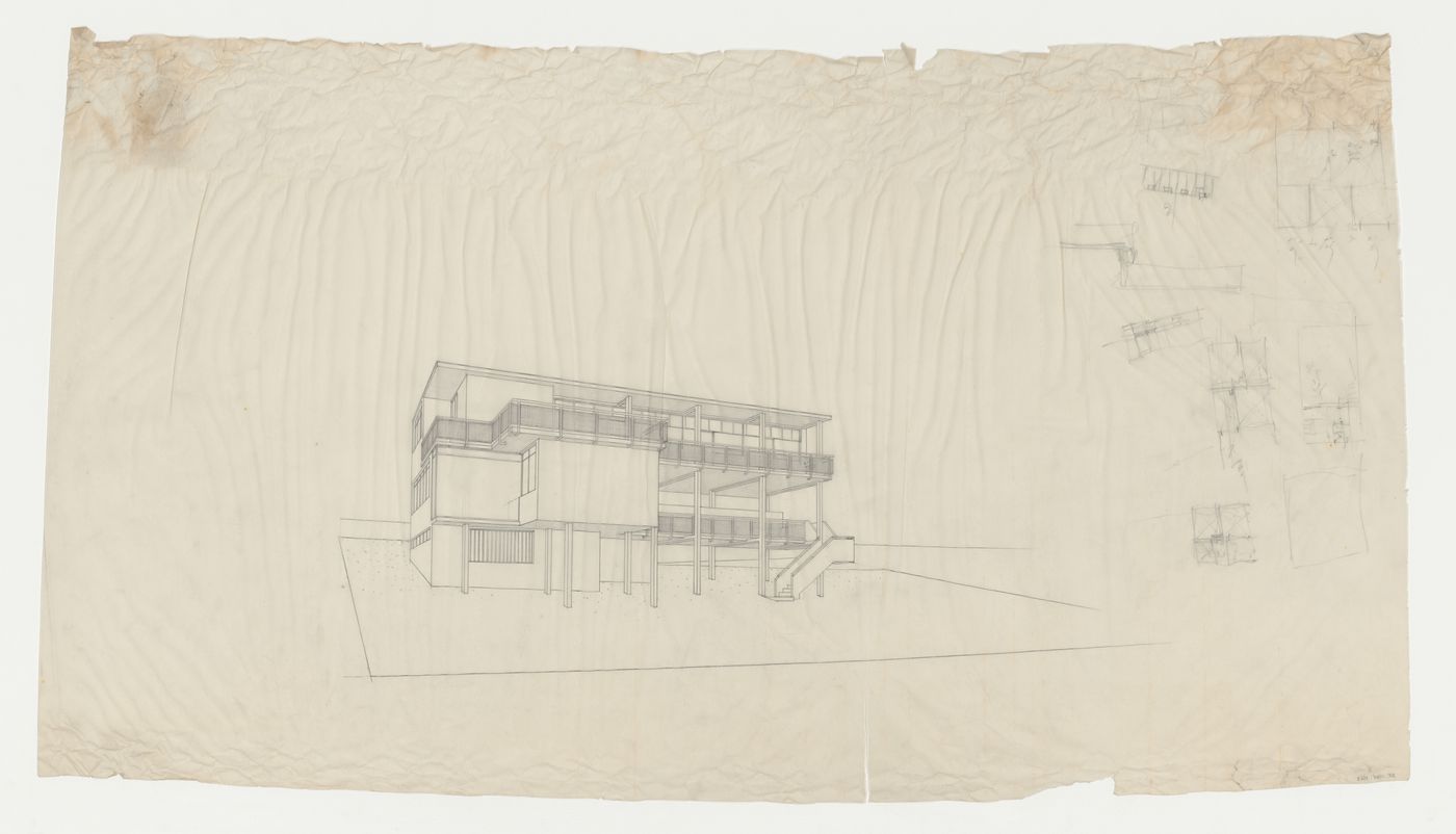 Perspective for Villa Palicka showing the first stage of design, Prague, Czechoslovakia (now Czech Republic)
