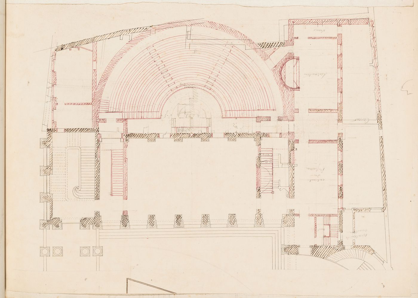 Project for the redevelopment of the École de médecine and surrounding area, Paris: Plan for the second ampitheatre for the École de médecine