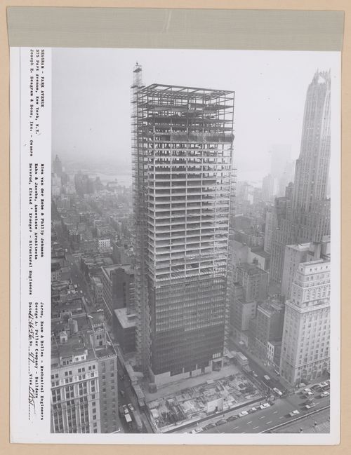 Seagram building under construction, 375 Park avenue, New York, N.Y., east view