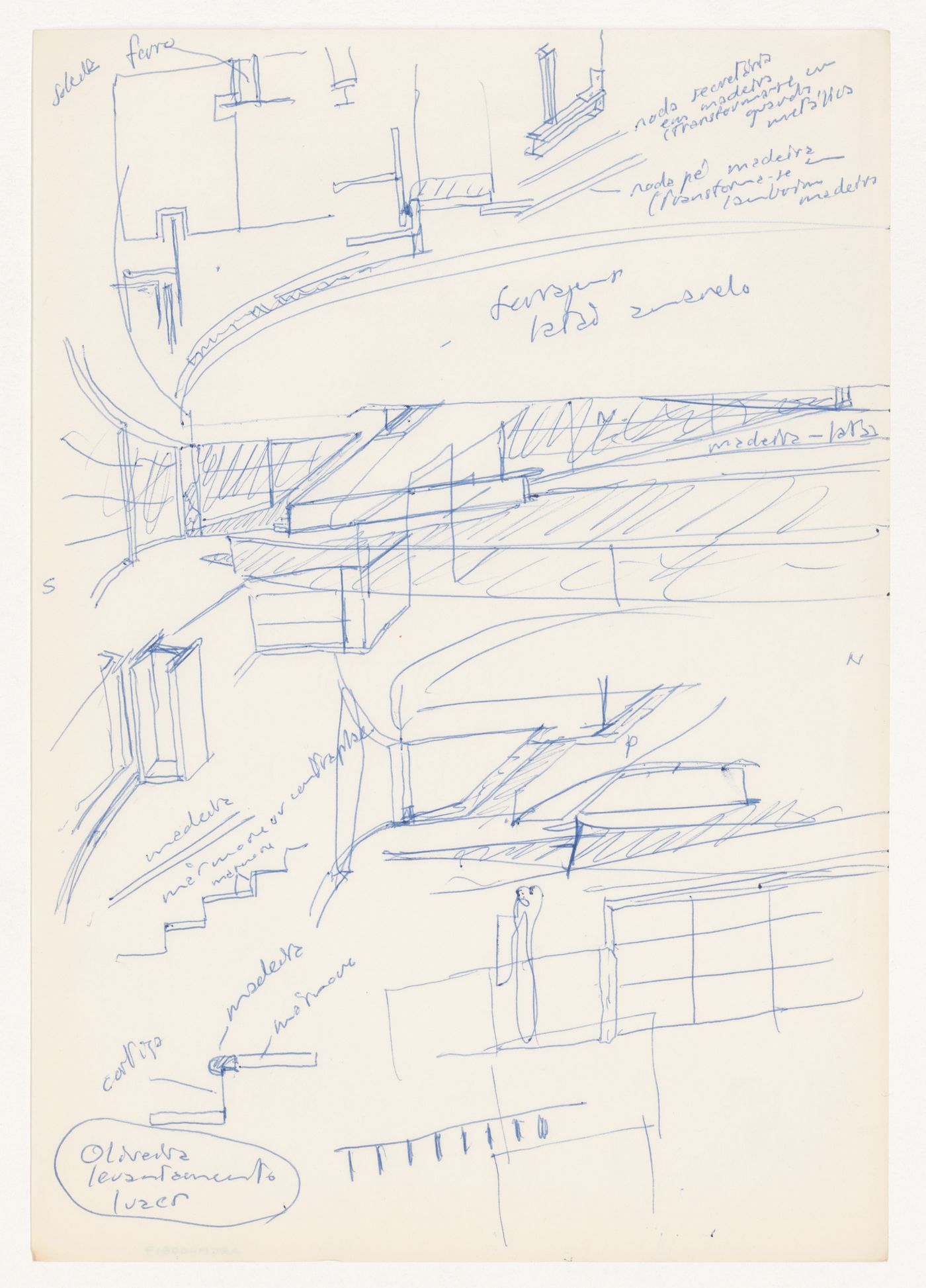 Sketches with annotations for Banco Borges & Irmão II [Borges & Irmão bank II], Vila do Conde, Portugal