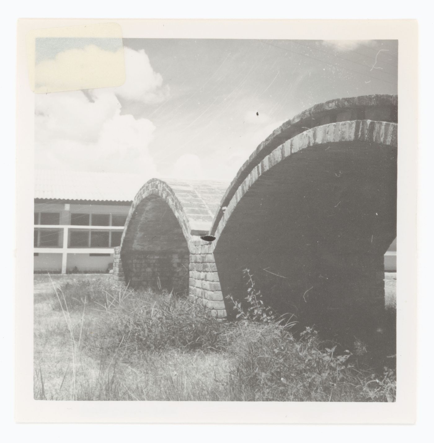 Partial view of an unidentified structure with arches, possibly in Chandigarh, India