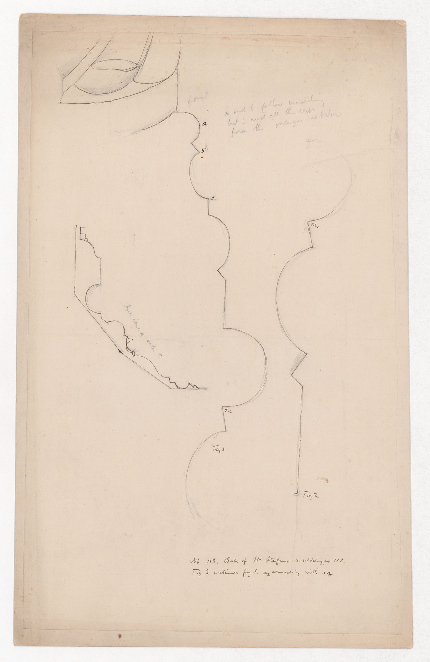 Worksheet No. 113, for 'The Stones of Venice': Profile of the moulding of the great door of the Church of Santo Stefano