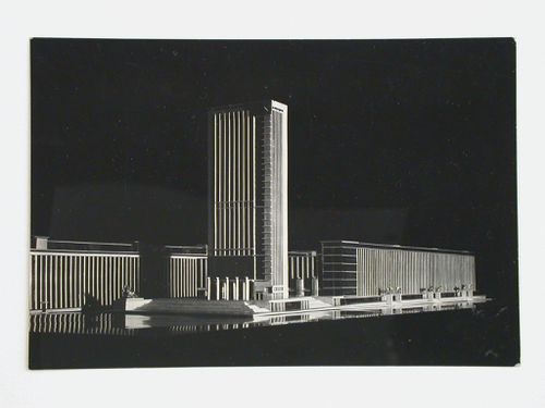 Photograph of a model for the Building of Industry, Sverdlovsk, Soviet Union (now Ekaterinburg, Russia)
