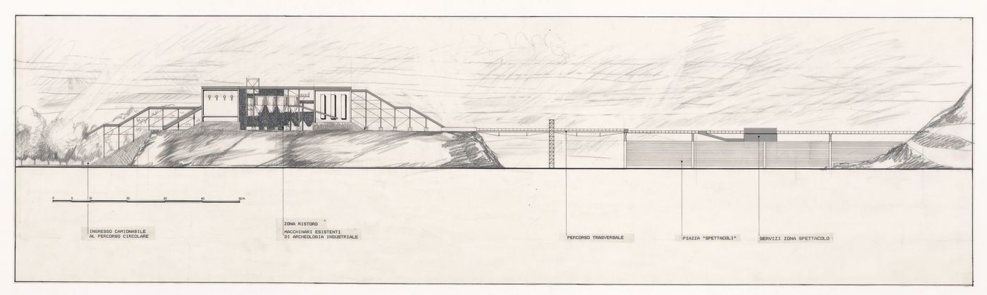 Elevation for Riqualificazione cava di San Carlo [Redevelopment San Carlo quarry], San Vincenzo, Livorno, Italy