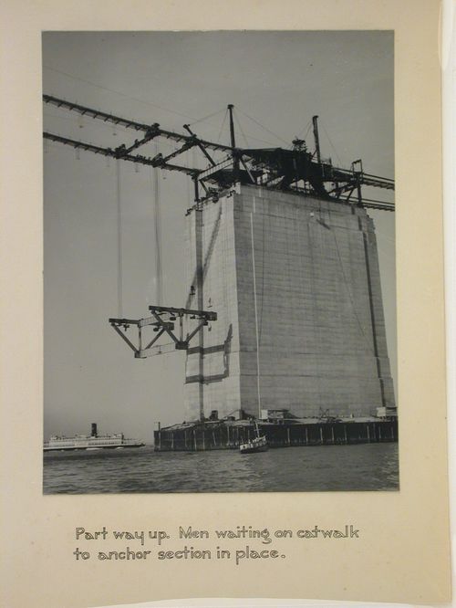 San Francisco - Oakland Bay Bridge under construction, Oakland and San Francisco, California