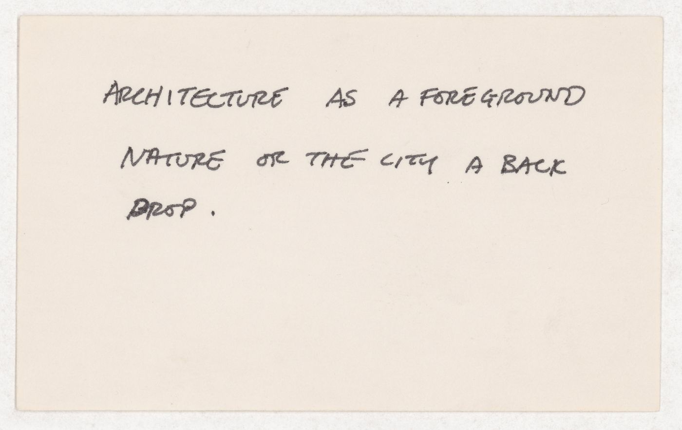 Architecture as a foreground nature or the city a back drop.
