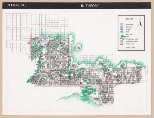 Presentation panel with plots layout plan for the Urban Upgrading project La Esperanza, in Zihuatanejo, Mexico