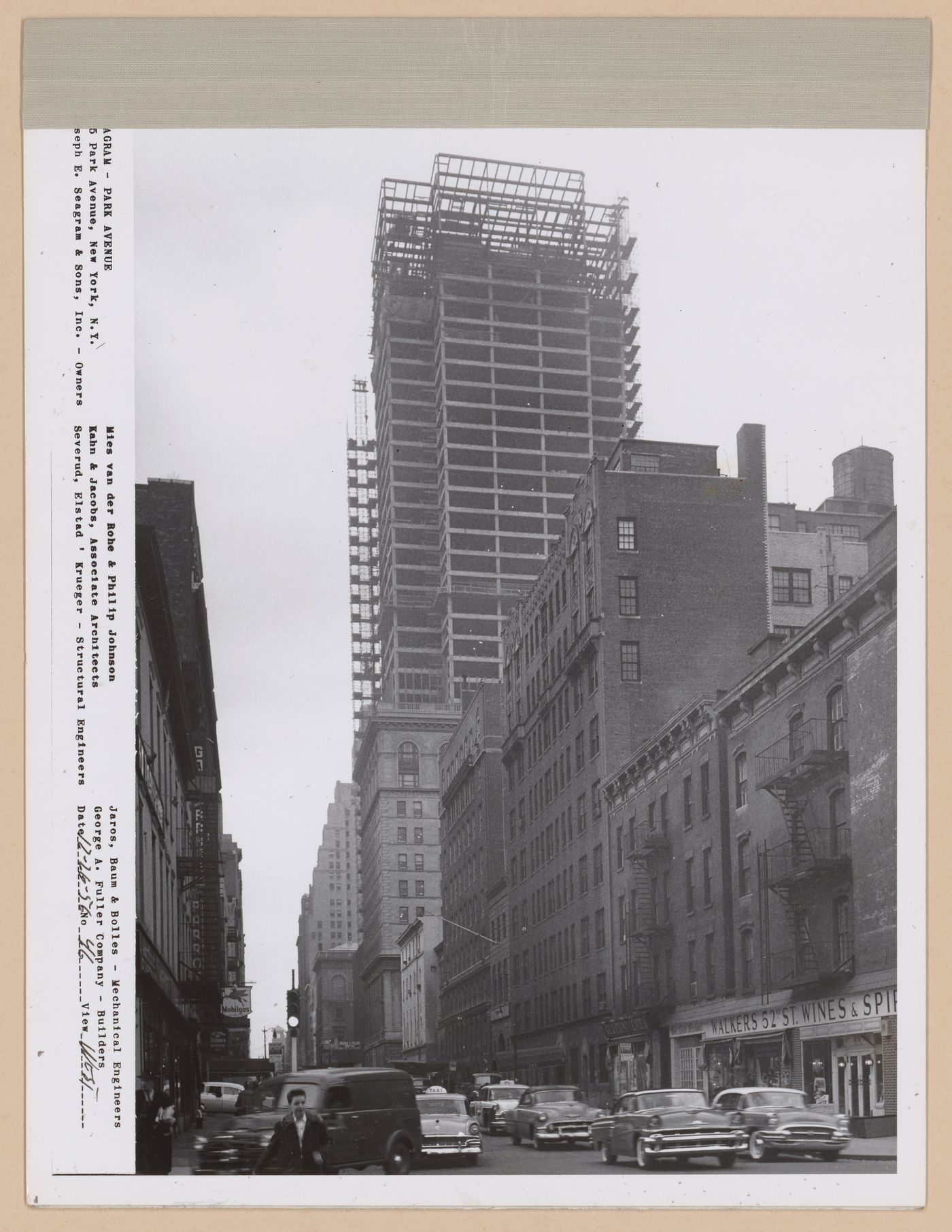 Seagram building under construction, 375 Park avenue, New York, N.Y., west view
