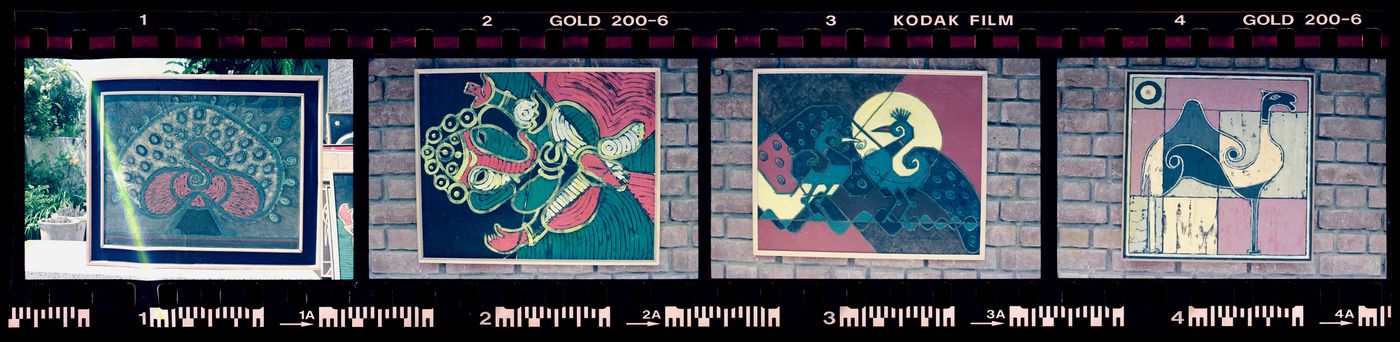 Photographic negatives of Aditya Prakash's artwork