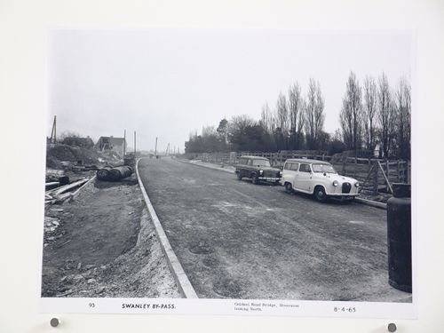 View of Goldsel Road Bridge, diversion looking north, during construction of the Swanley Bypass, England