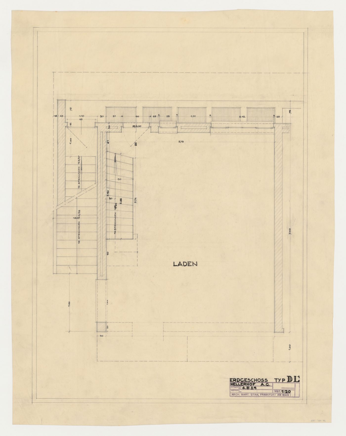 Ground floor plan for a type DL1 store, Hellerhof Housing Estate, Frankfurt am Main, Germany