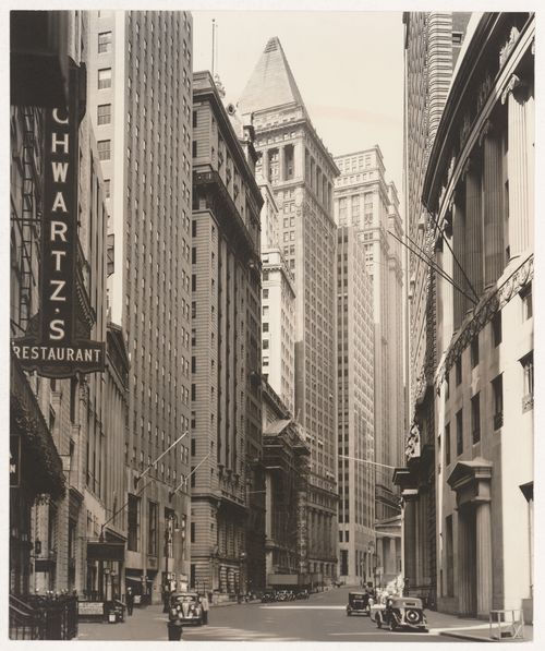 Broad Street looking north towards Wall Street, New York City, New York