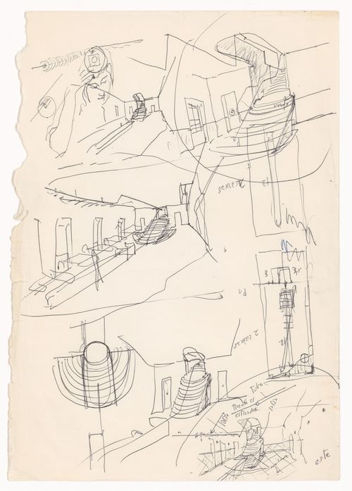 Sketch perspectives with portrait for Banco Pinto & Sotto Mayor, Régua, Portugal