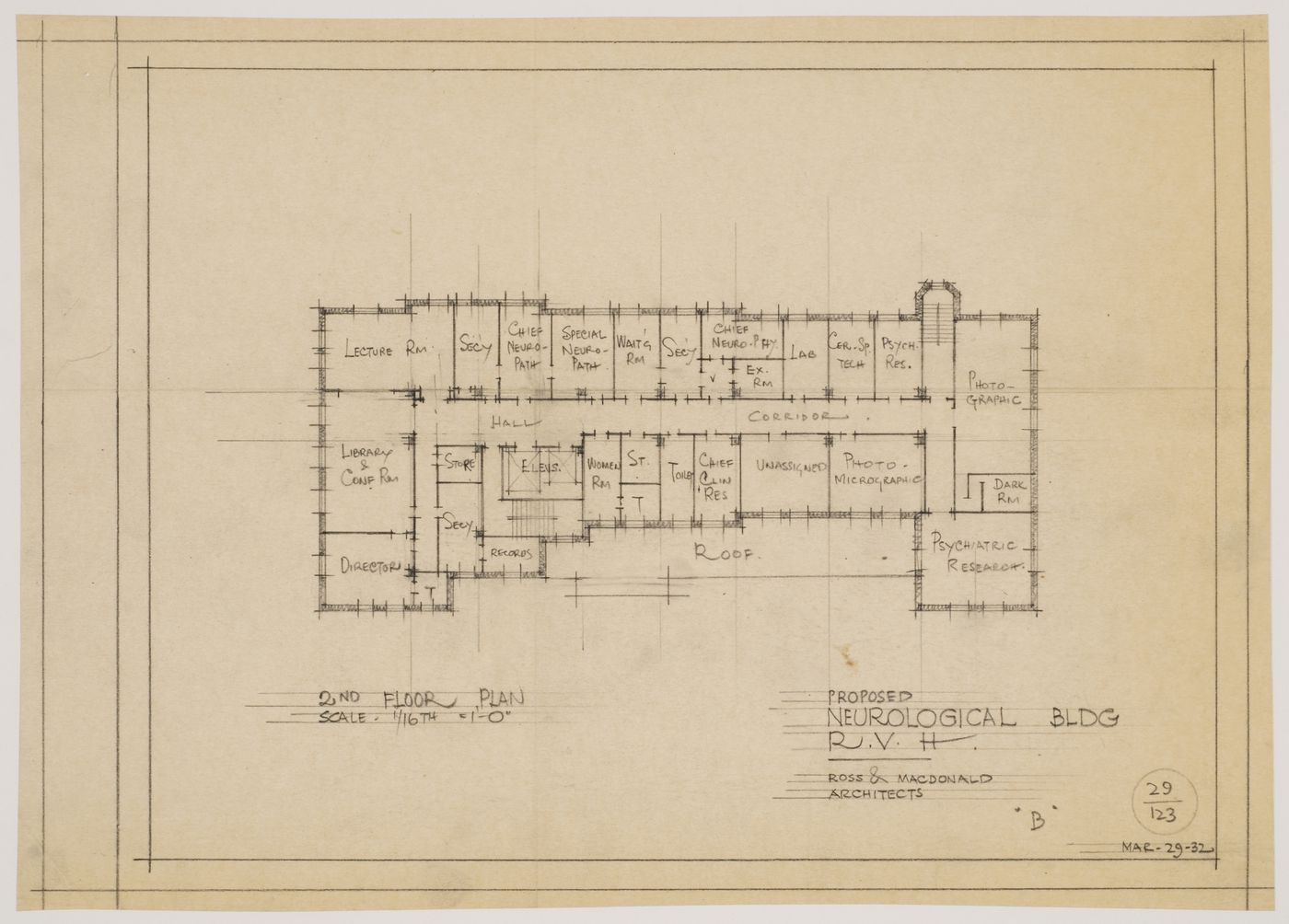 Montréal Neurological Institute, Montréal, Québec: second floor plan