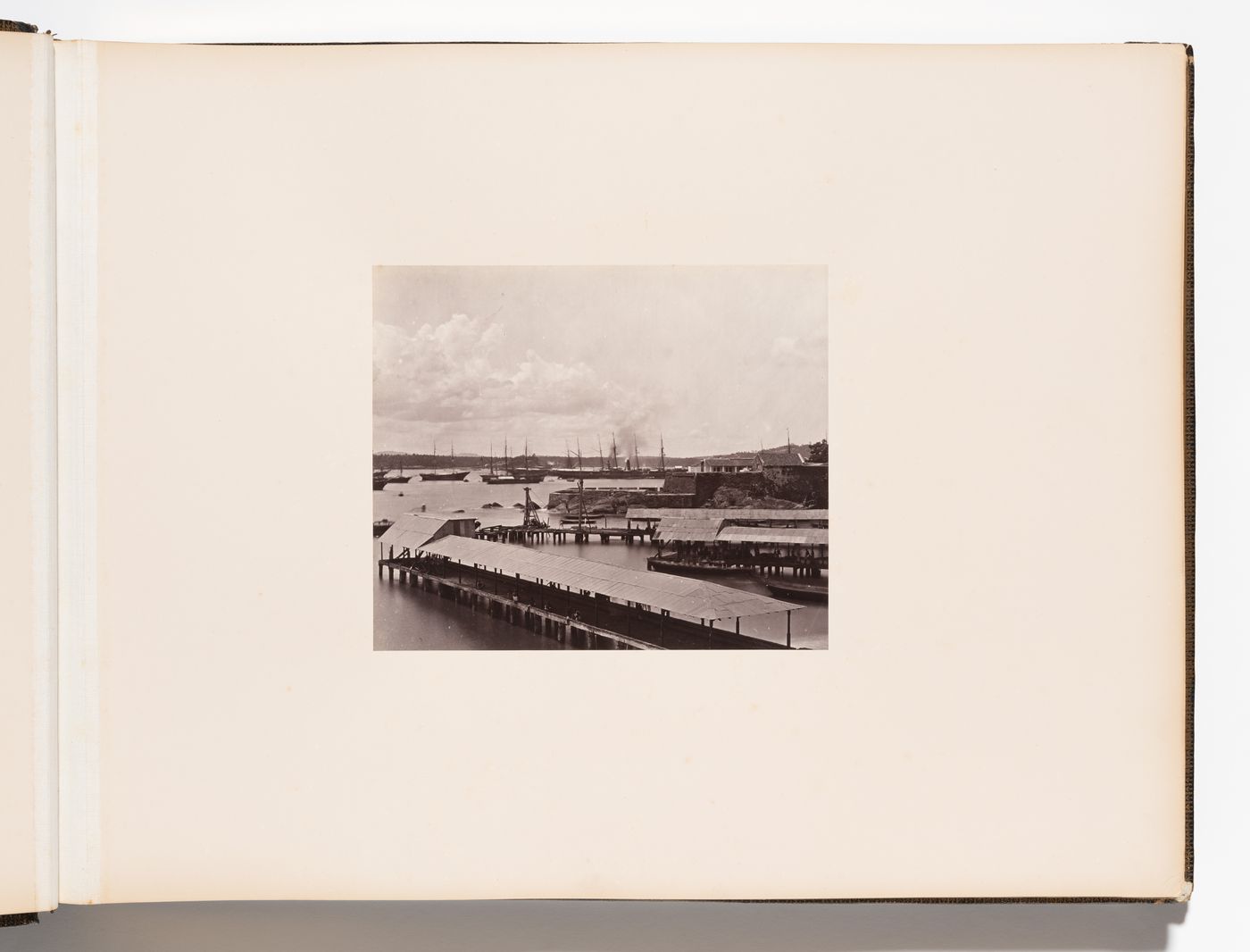 View of the harbour showing piers with ships in the background, Point de Galle (now Galle), Ceylon (now Sri Lanka)