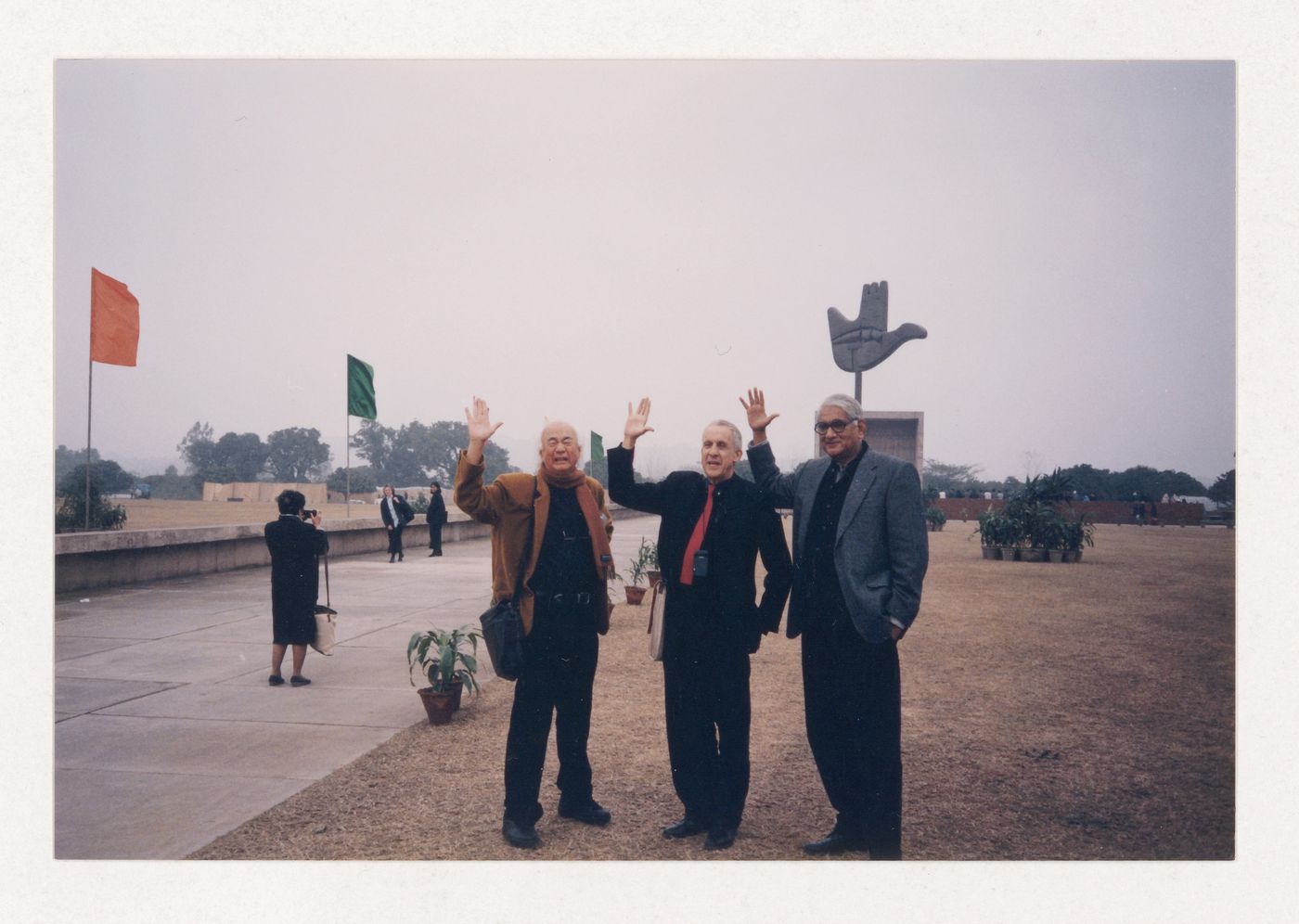 William S.W. Lim, Kenneth Frampton and Charles Correa in Chandigarh, India