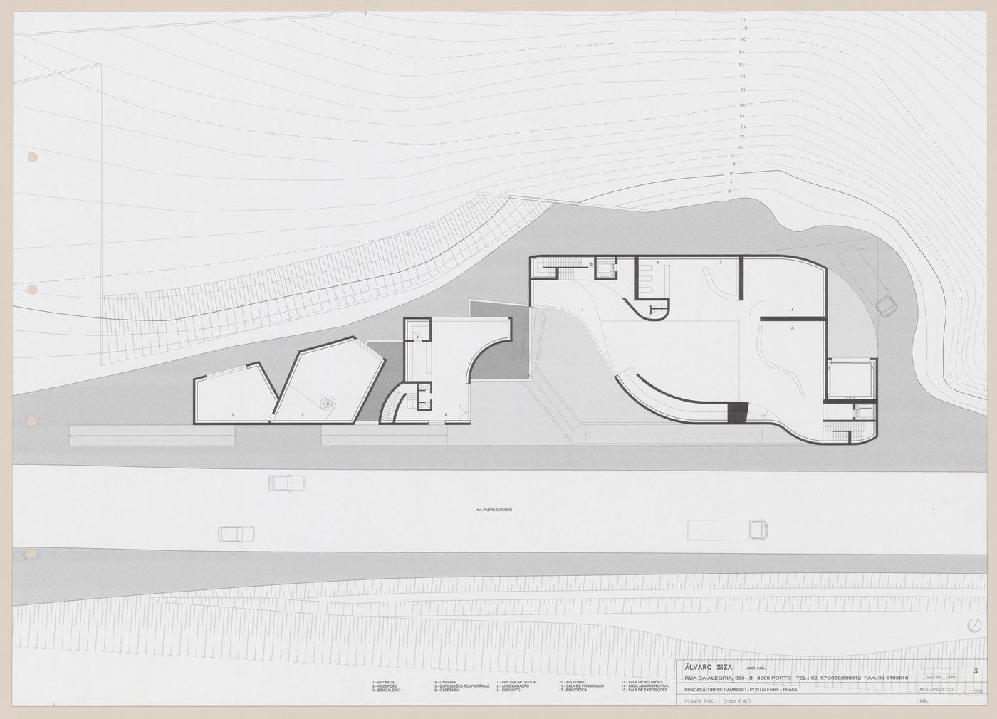 Second floor plan for C. Cultural e Audit. para a Fundação Iberê  Camargo [Iberê  Camargo Foundation Museum], Porto Alegre, Brazil